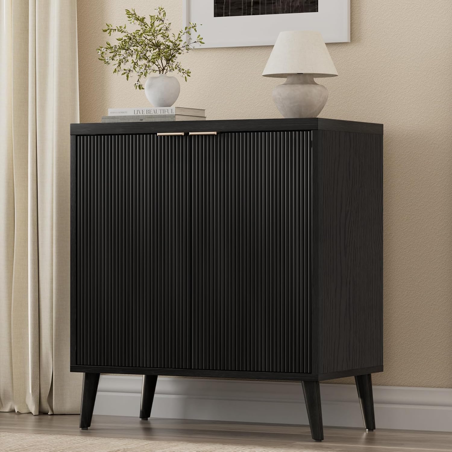 Outdoor Furniture Dining - Fluted Buffet Cabinet With Storage Modern