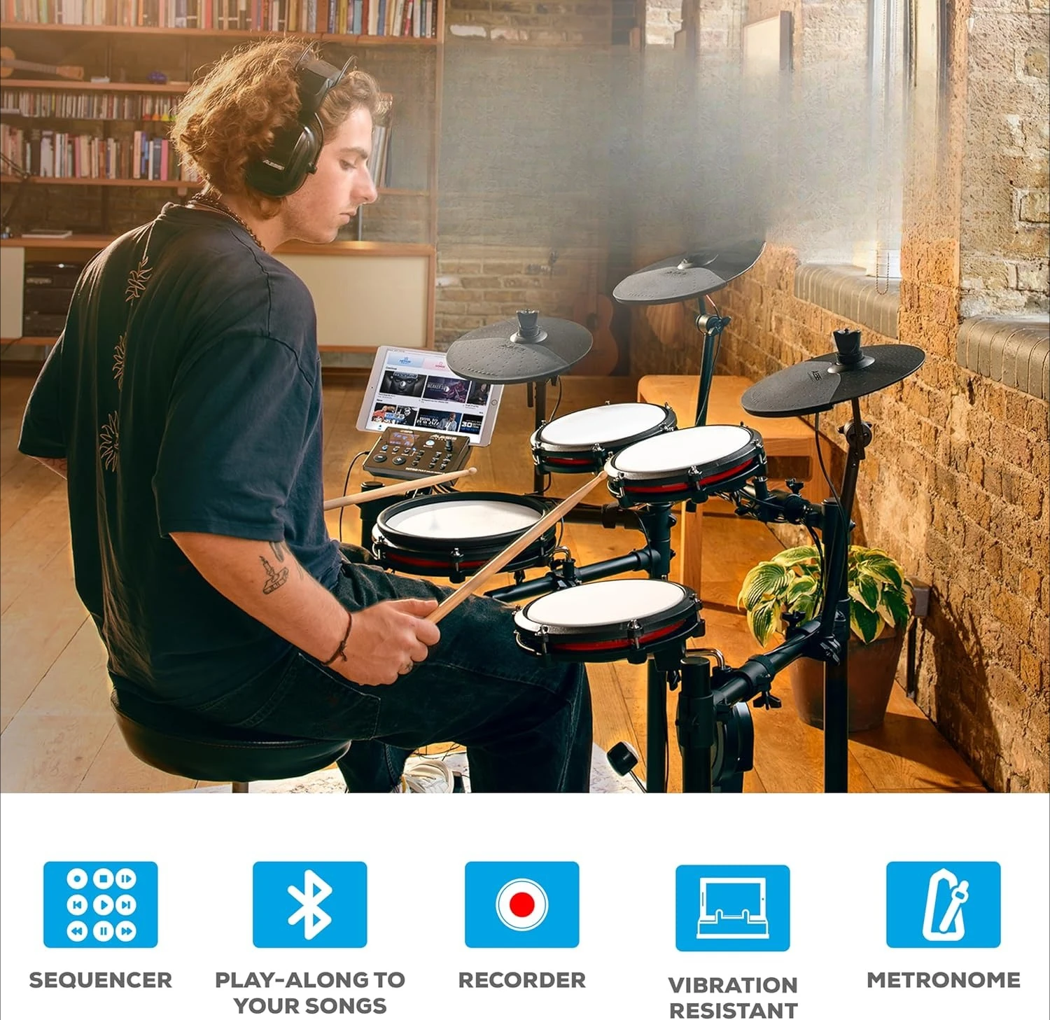 Outdoor Furniture Zone - Multi-Function-Compact Electric Drum Kit with Mesh