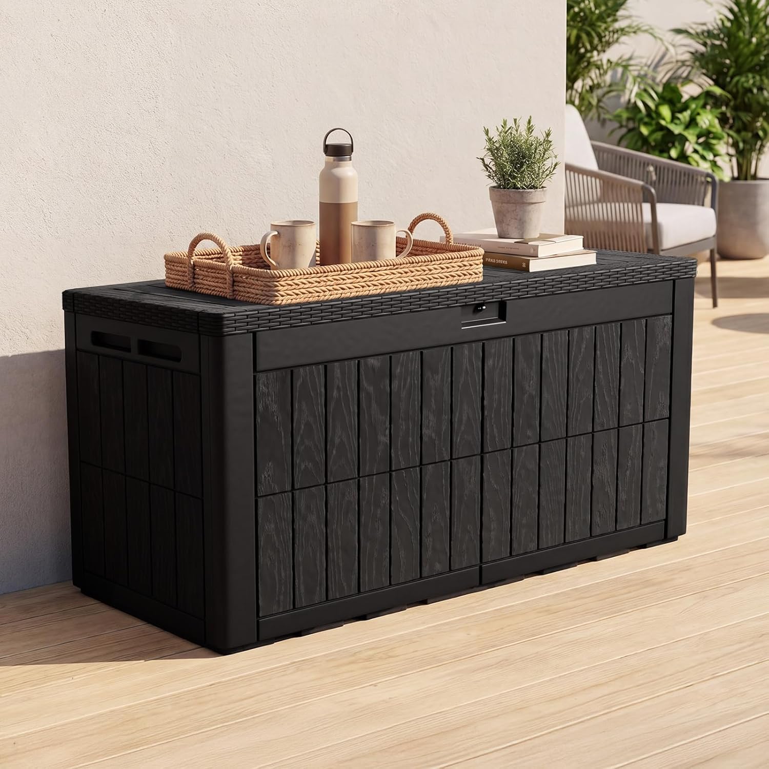120 Gallon Resin Deck Box, Wea - đánh giá và giá Outdoor Furniture Bench