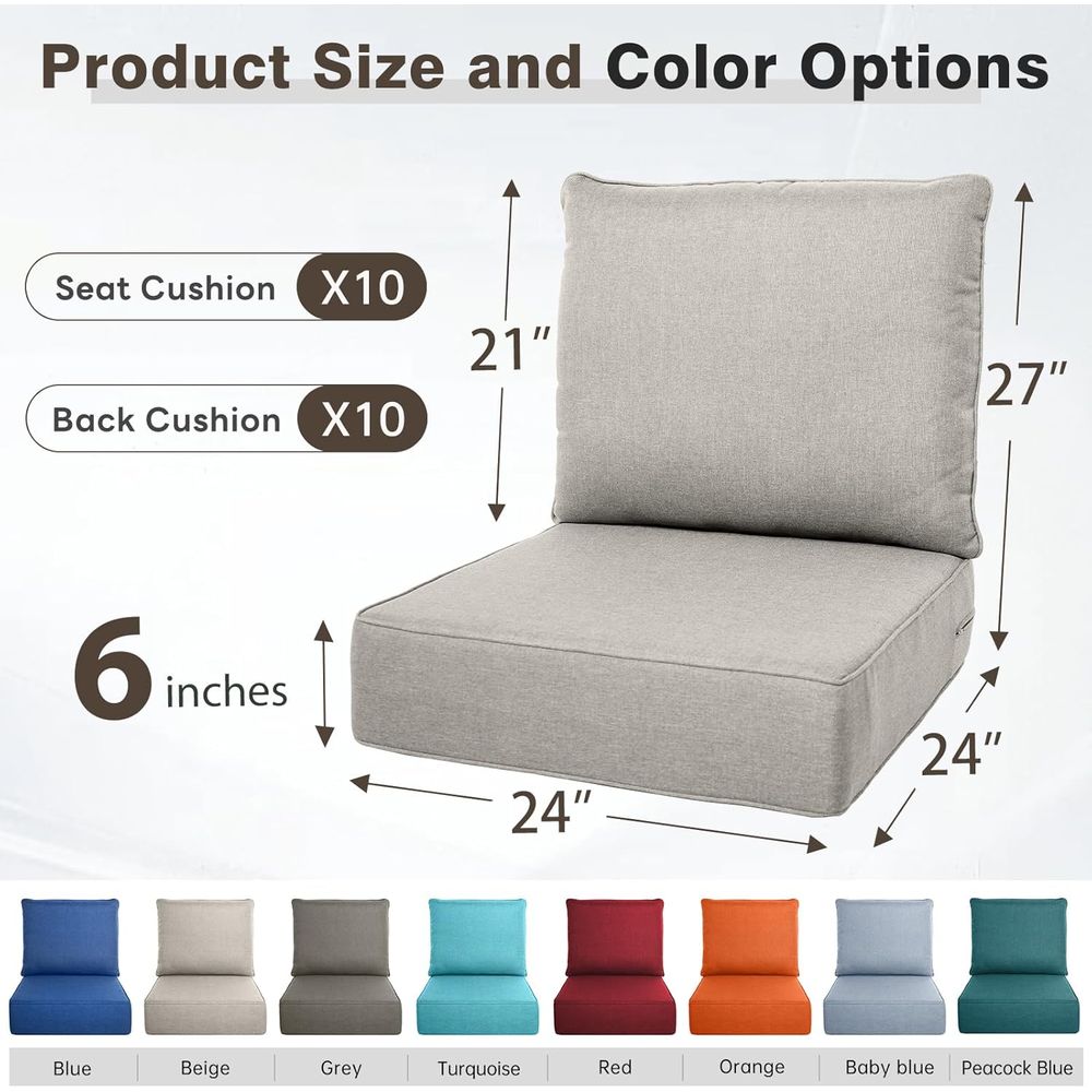 6 Thick Outdoor Cushion Set -  - đánh giá và giá Outdoor Furniture Cushions 24 X 24