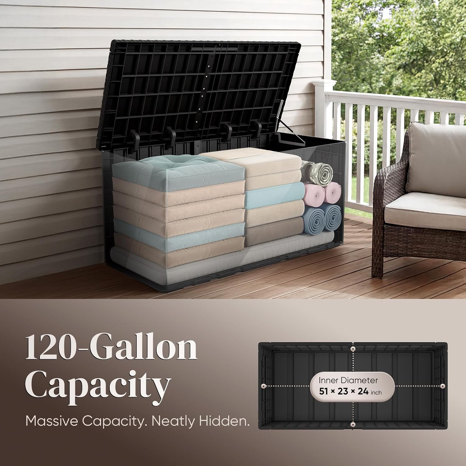 120 Gallon Large Outdoor Stora - đánh giá và giá Outdoor Furniture Bench
