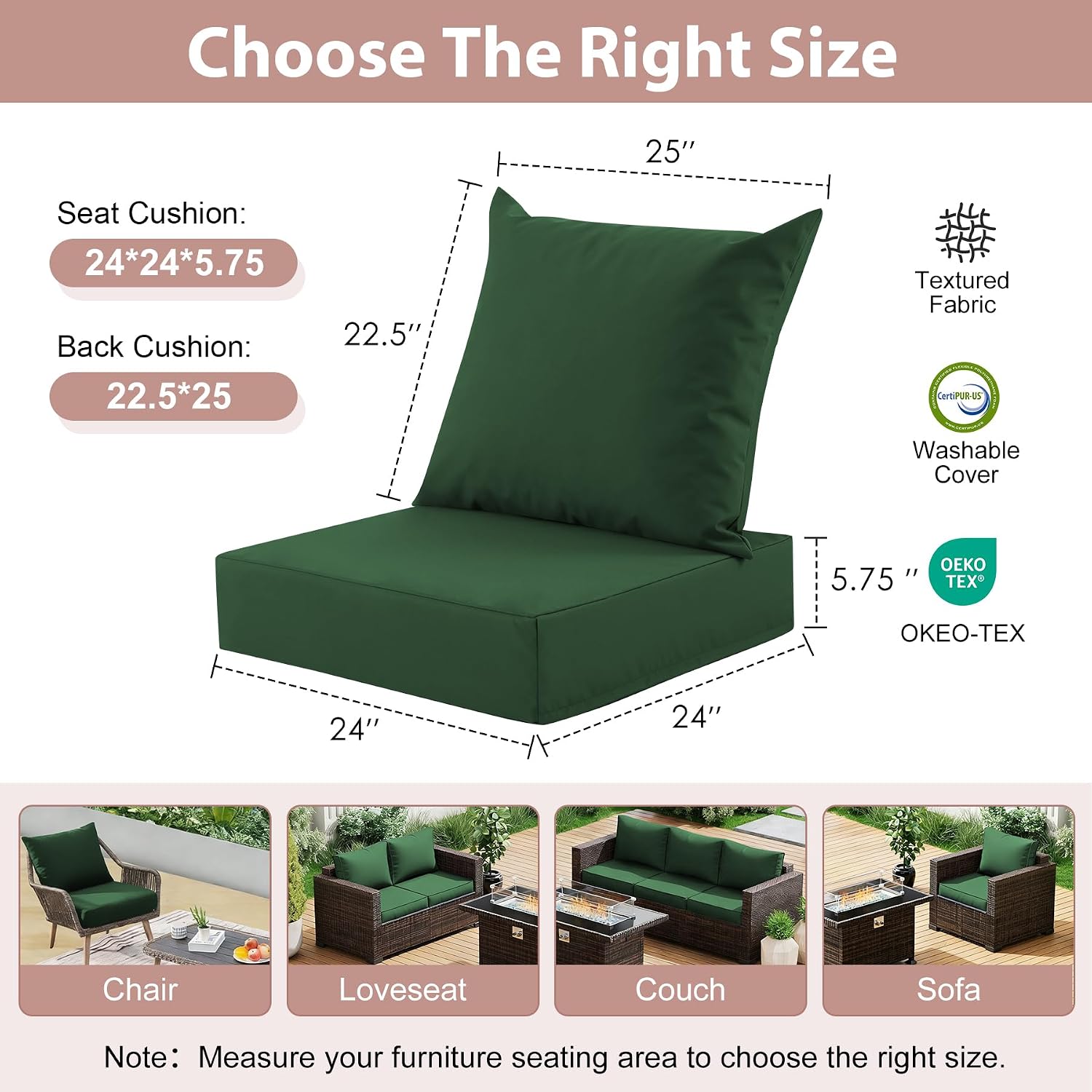 Outdoor Deep Seat Cushion Set, - đánh giá và giá Outdoor Furniture Cushions 24 X 24