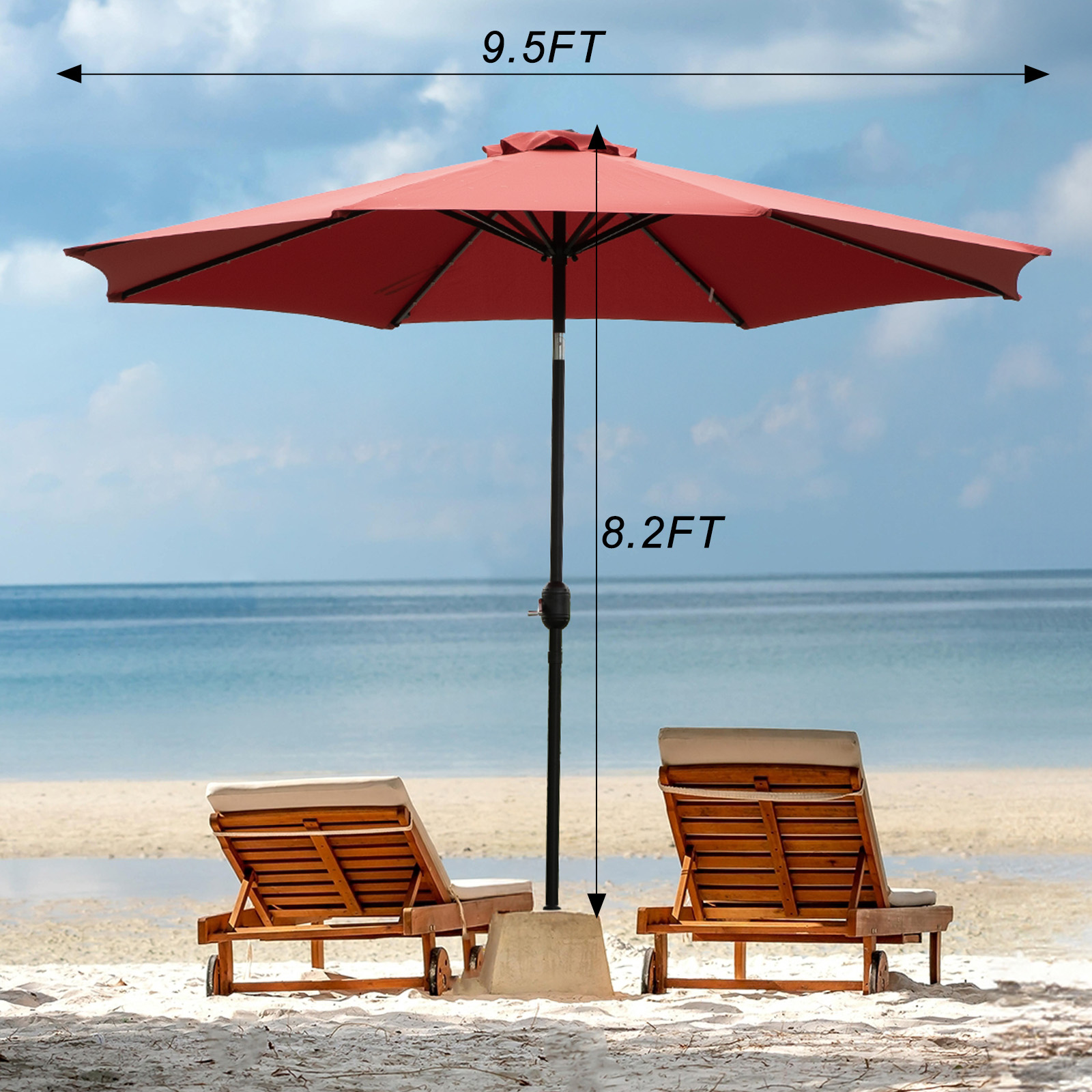 JHK 10FT Solar Patio Umbrella  - đánh giá và giá Outdoor Furniture Umbrella