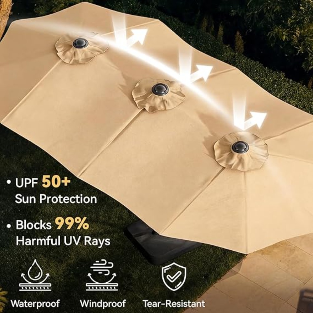 15ft Patio Umbrella with Base  - đánh giá và giá Outdoor Furniture Umbrella