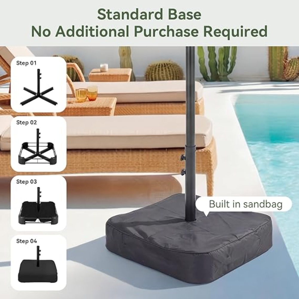 15ft Patio Umbrella with Base  - đánh giá và giá Outdoor Furniture Umbrella