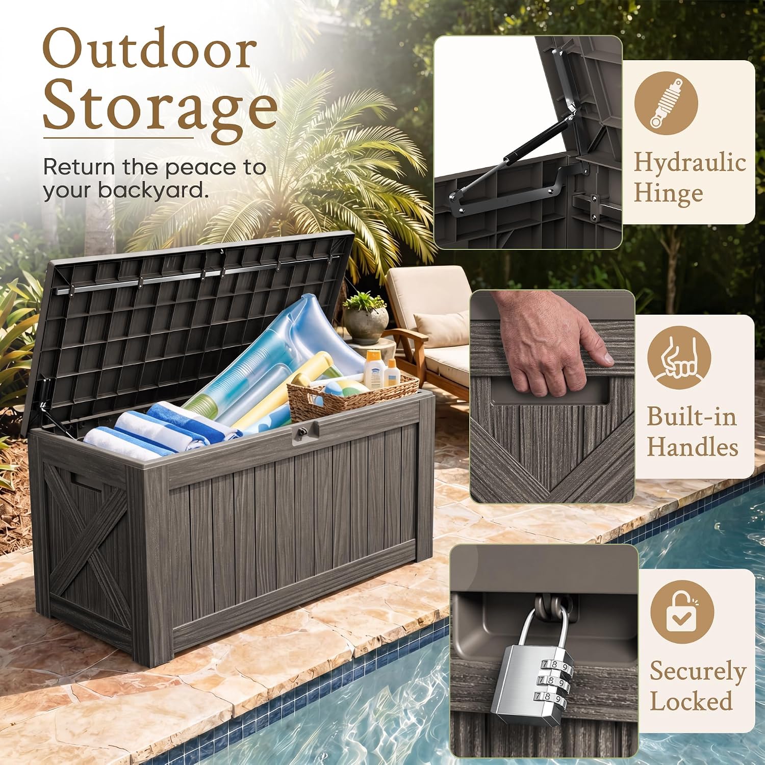 120 Gallon Large Deck Box Outd - đánh giá và giá Outdoor Furniture Bench