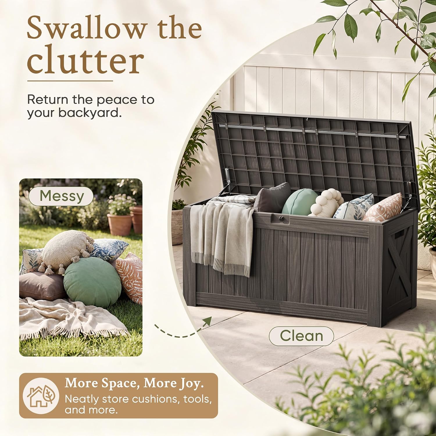 120 Gallon Large Deck Box Outd - đánh giá và giá Outdoor Furniture Bench