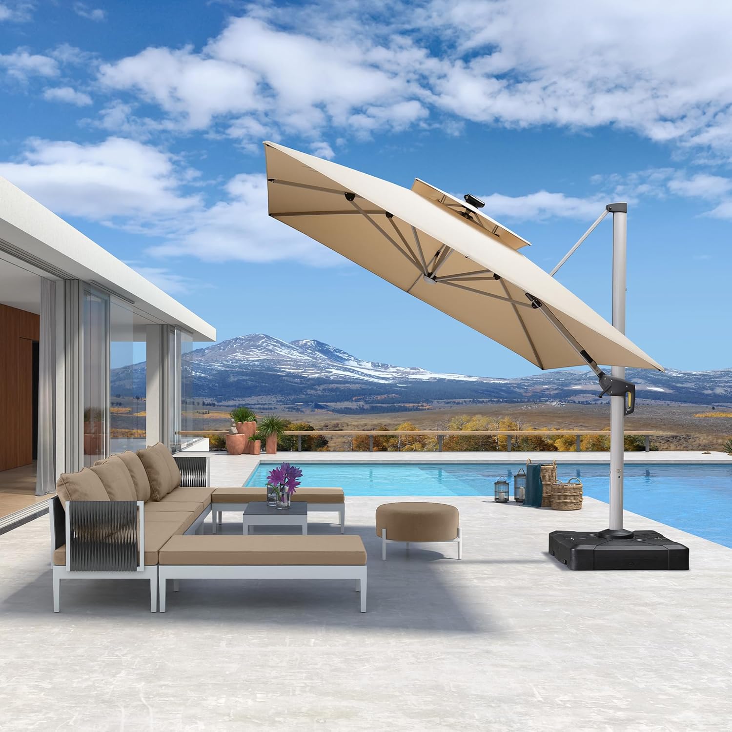 10' X 13' Double Top Deluxe So - đánh giá và giá Outdoor Furniture Umbrella