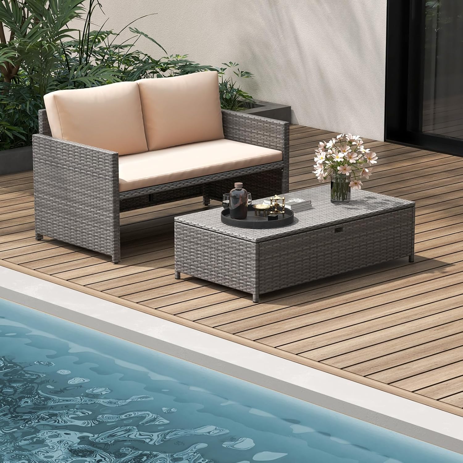 Wicker Patio Daybed Loveseat O - đánh giá và giá Outdoor Daybed Furniture