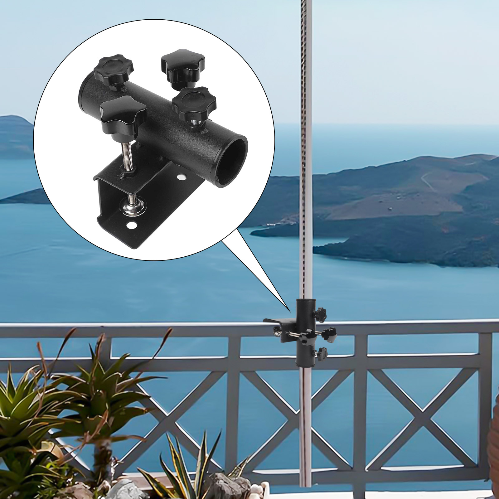 Balcony Umbrella Holder Clamp  - đánh giá và giá Outdoor Furniture Umbrella
