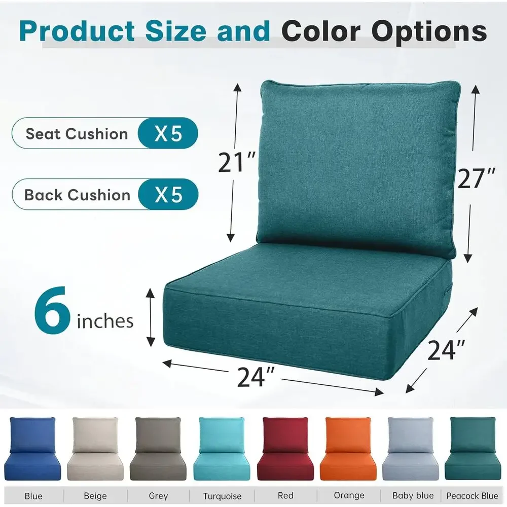 6 Thick Outdoor Cushion Set -  - đánh giá và giá Outdoor Furniture Cushions 24 X 24