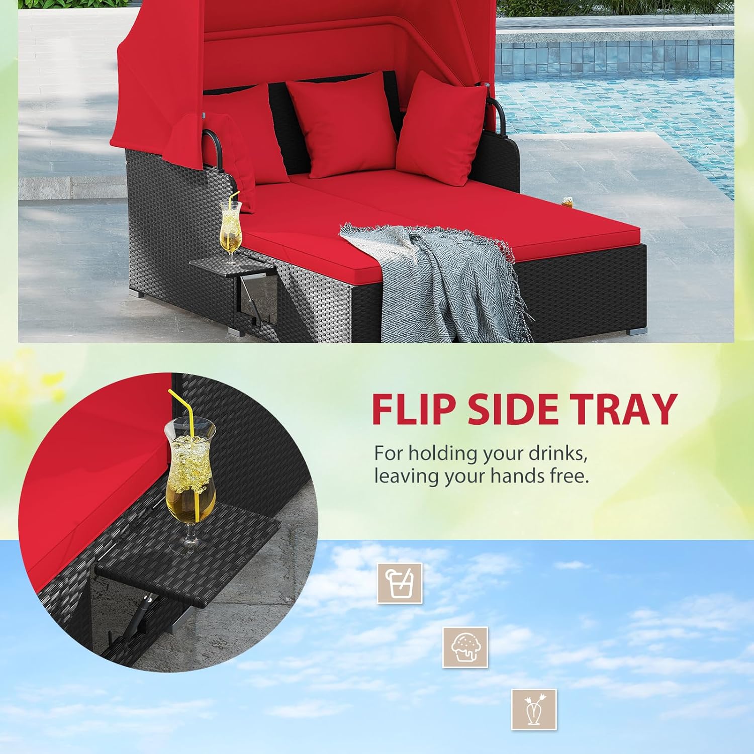 2 Person Rattan Outdoor Daybed - đánh giá và giá Outdoor Daybed Furniture