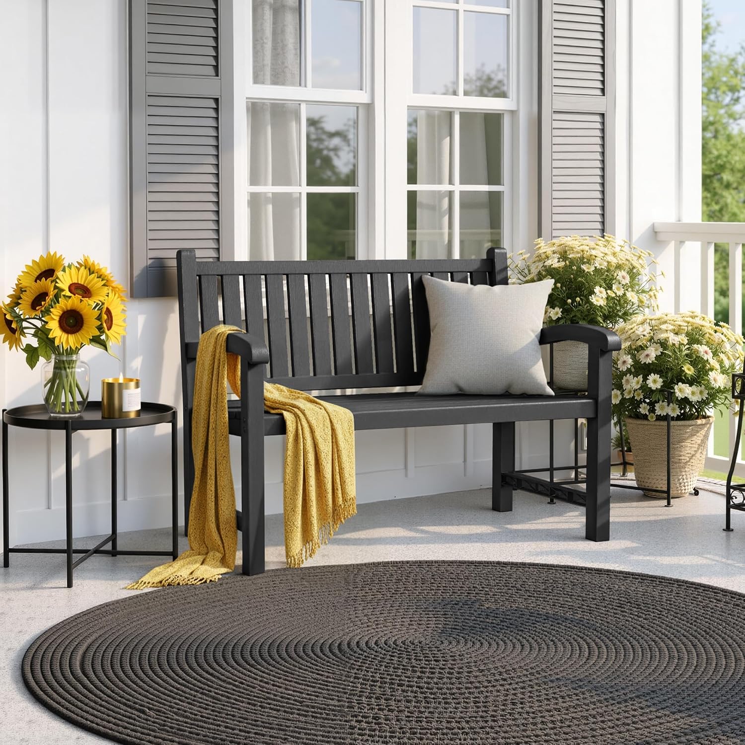 Outdoor Bench 2-Person Resin P - đánh giá và giá Outdoor Furniture Bench